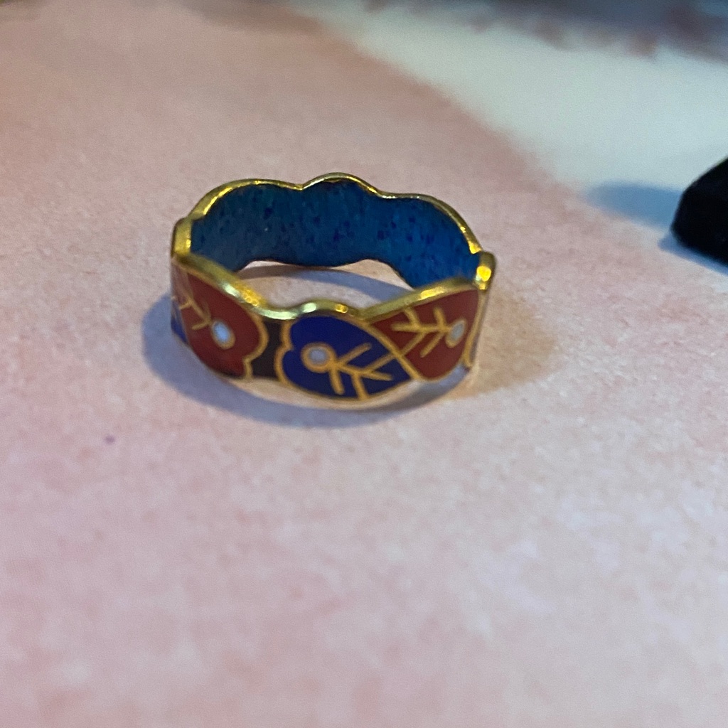 Cloisonne Ring- Blue Red 20$